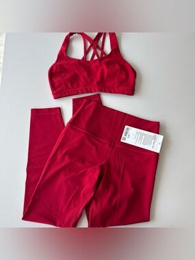 Lululemon red workout set bra and leggings